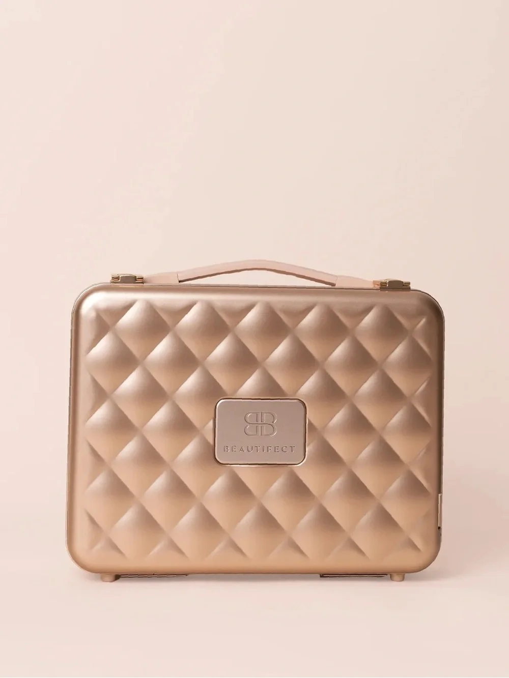 Beautifact Box Quilted Hard Case Makeup Organizer in Rose Gold